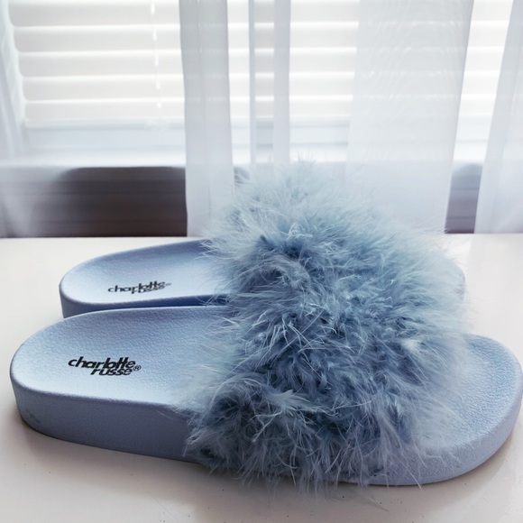 Blue Feather Slides - Picture 3 of 3